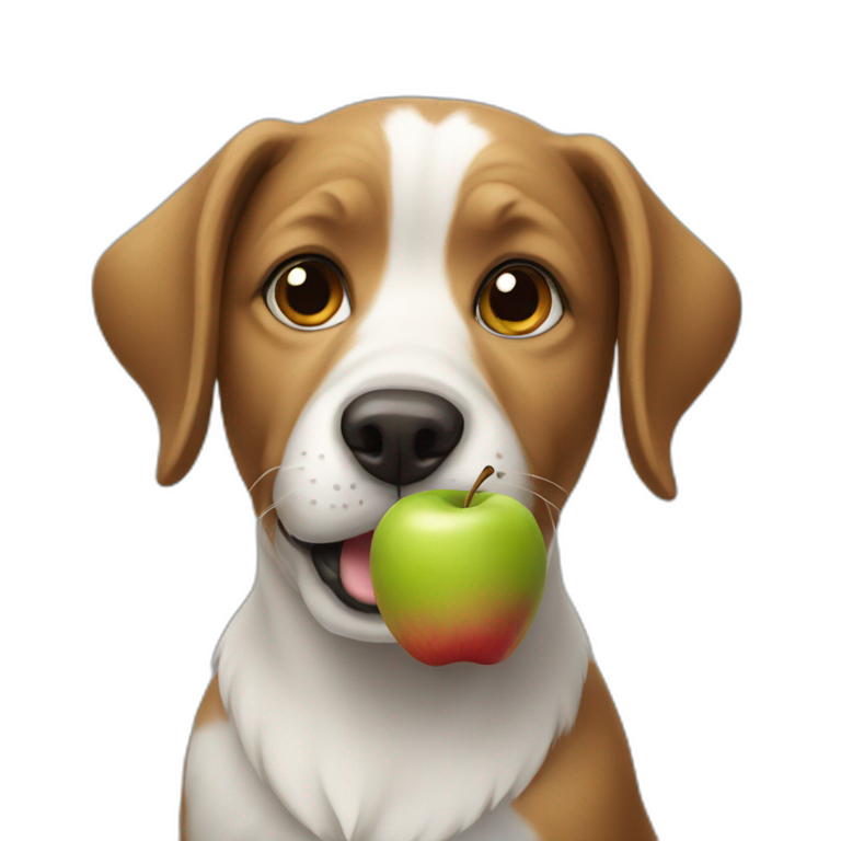 apple in dog mouth | AI Emoji Generator