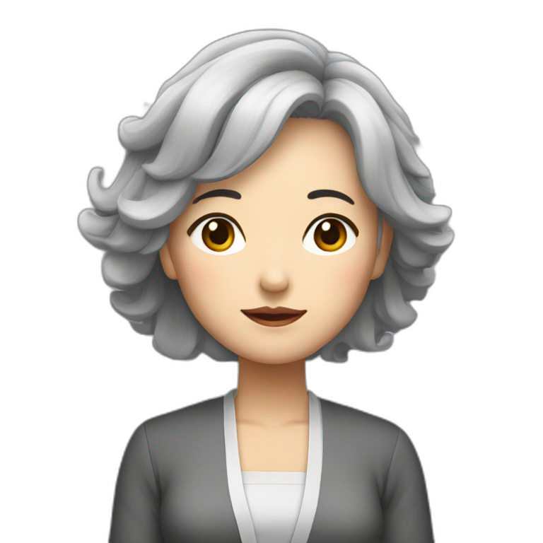 Chinese lady grey hair up side down pasture | AI Emoji Generator