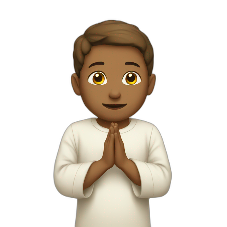 Boy kneeling in prayer with arms folded | AI Emoji Generator