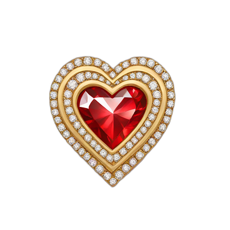 Red Heart Diamond PNG Transparent