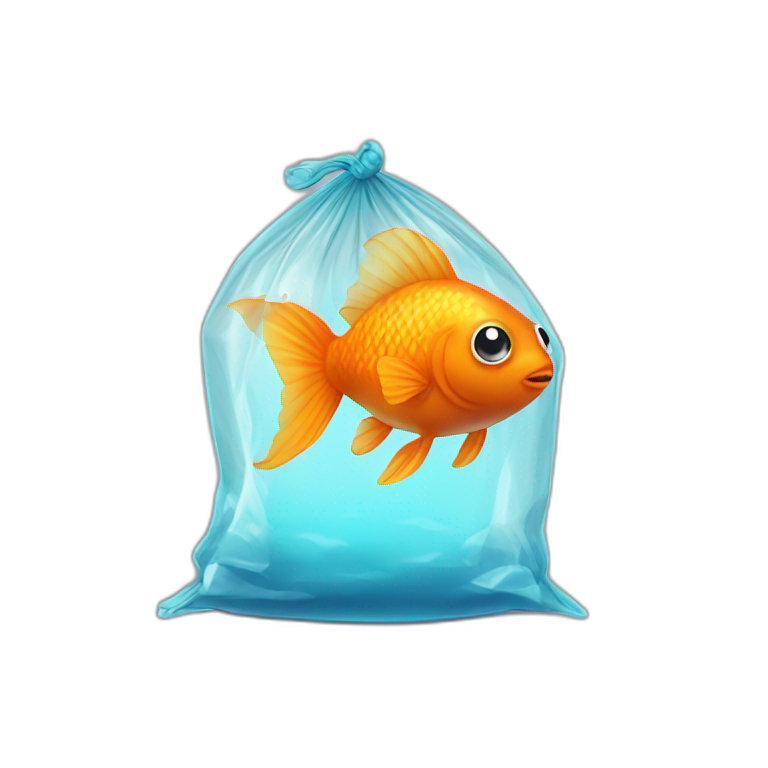 small cute orange fish in a plastic bag