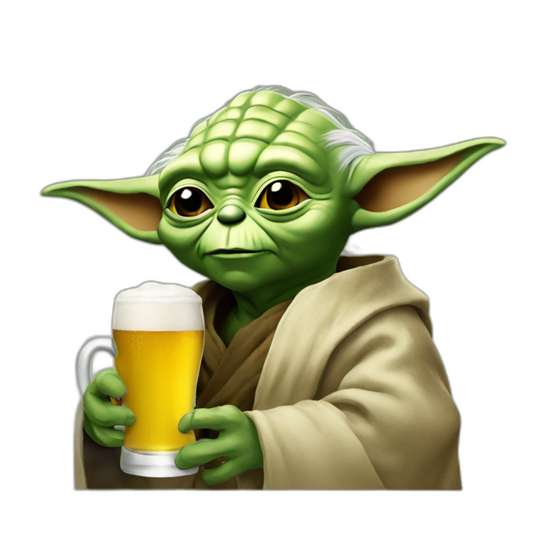 Yoda drink a beer | AI Emoji Generator