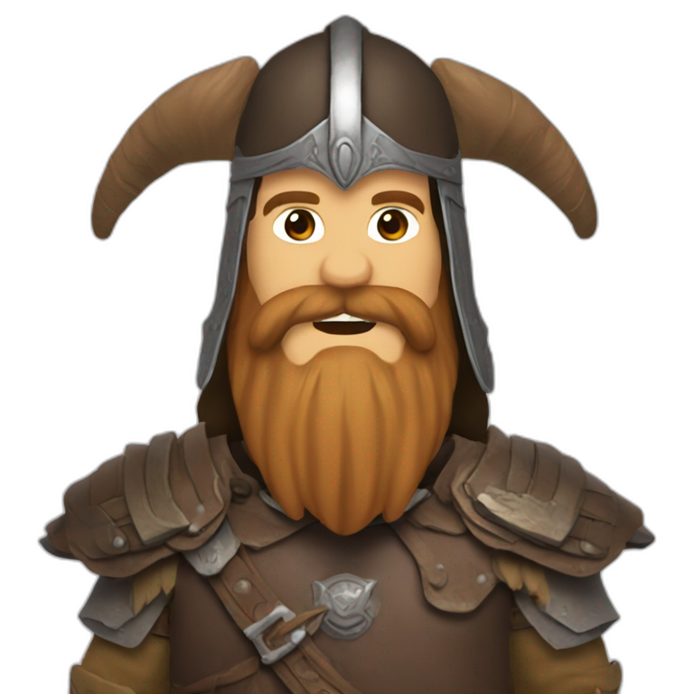 gimli the lord of the rings brown beard wearing helme | AI Emoji Generator