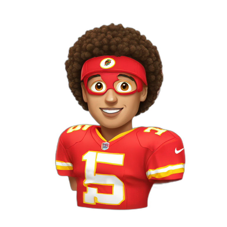 Patrick Mahomes with a raised fist | AI Emoji Generator