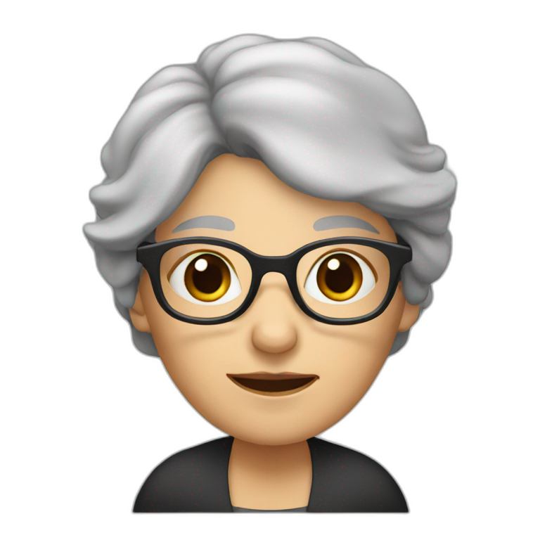 fat woman with black hair and glasses | AI Emoji Generator