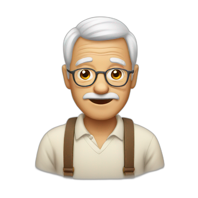 black grandpa with glasses and bald patch AI Emoji Generator