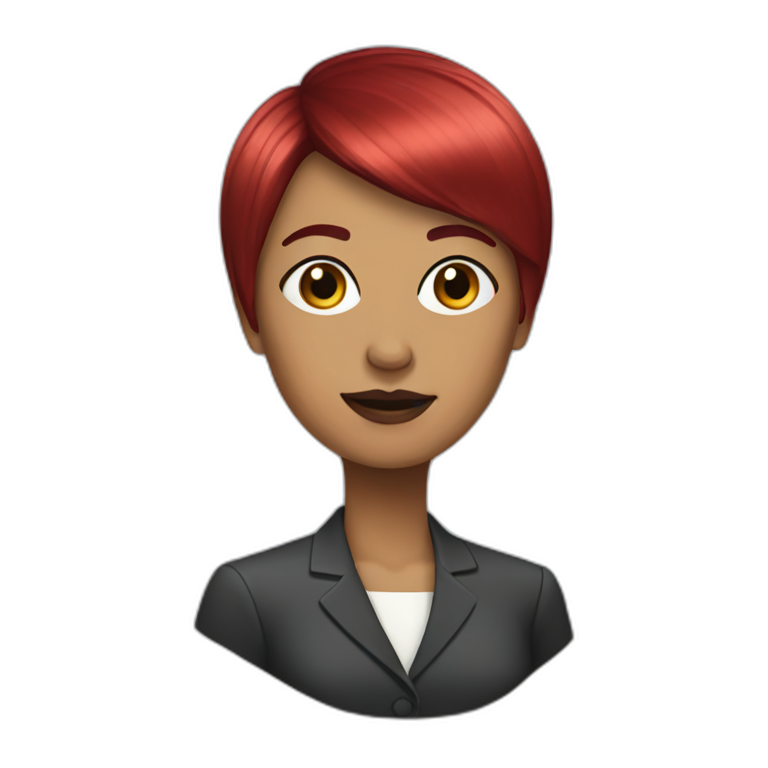 woman politician with ruby red hair | AI Emoji Generator