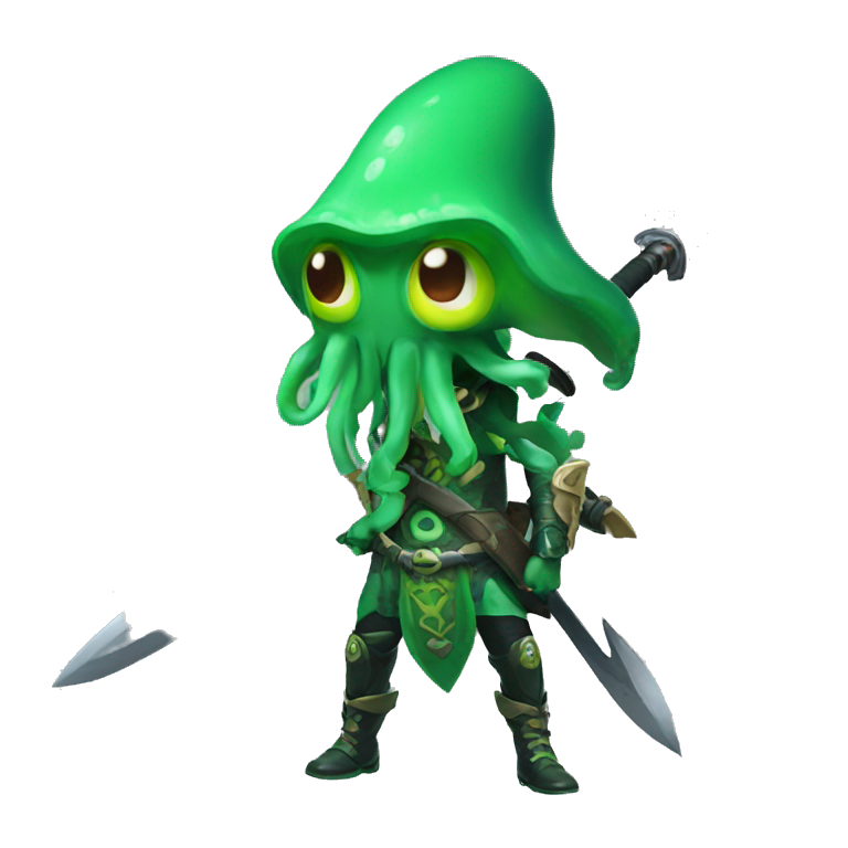 brave splatoon squid warrior with sword | AI Emoji Generator