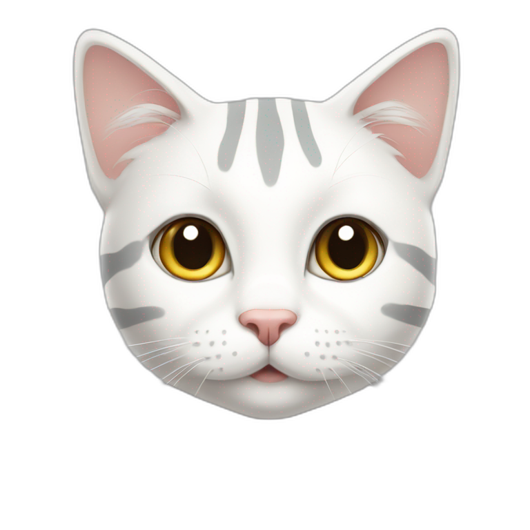 Grey cat with black stripes and white triangle on nose | AI Emoji Generator