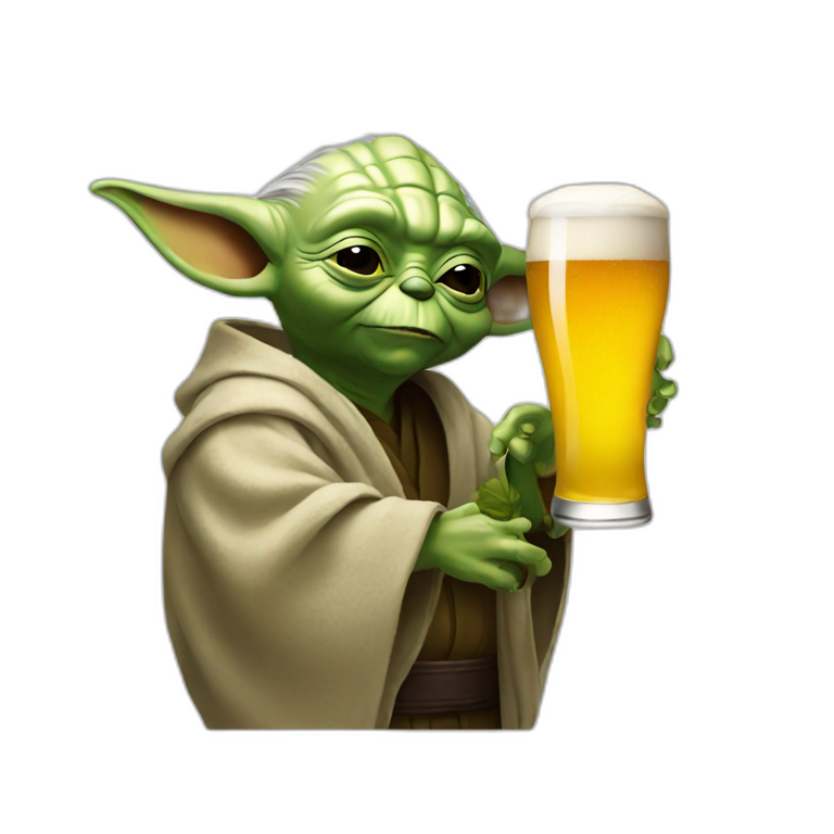 Yoda drinking a beer | AI Emoji Generator