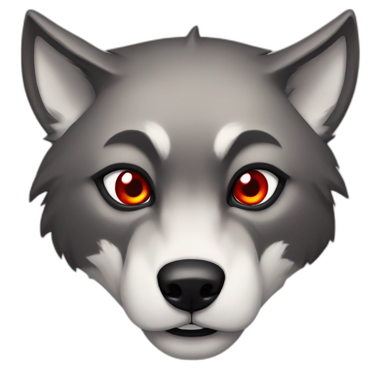 Wolf black fur girl red eyes | AI Emoji Generator