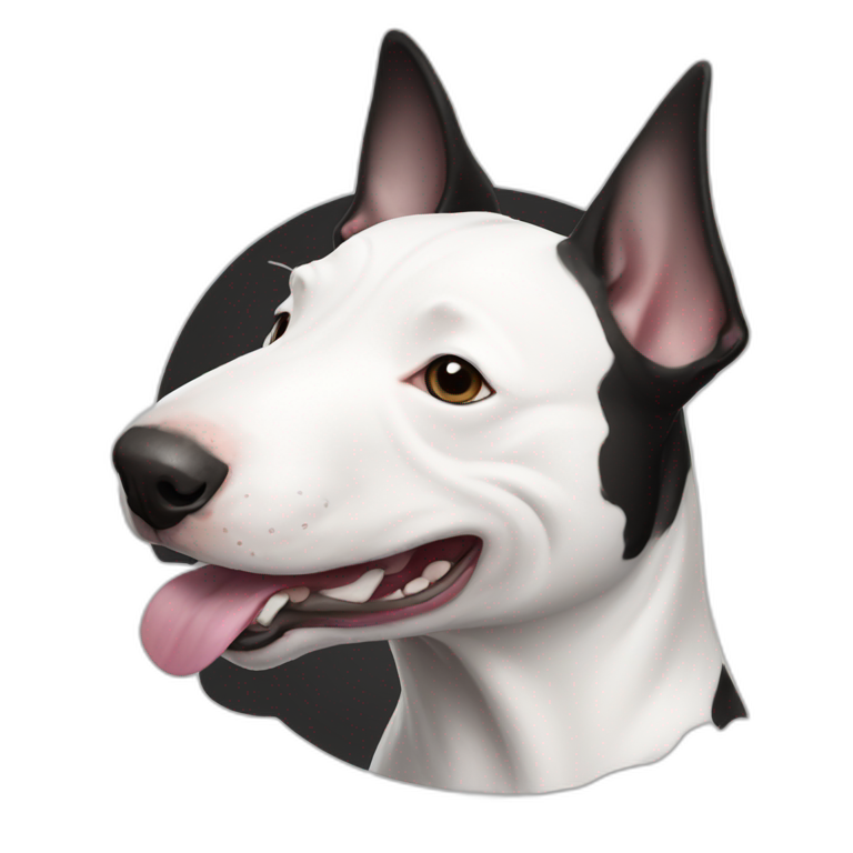 White bull terrier with black right ear | AI Emoji Generator