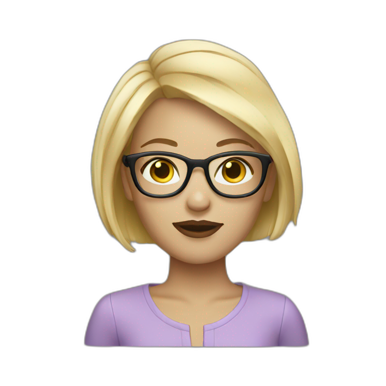 13y old, short hair, glasses, Girl, blonde | AI Emoji Generator