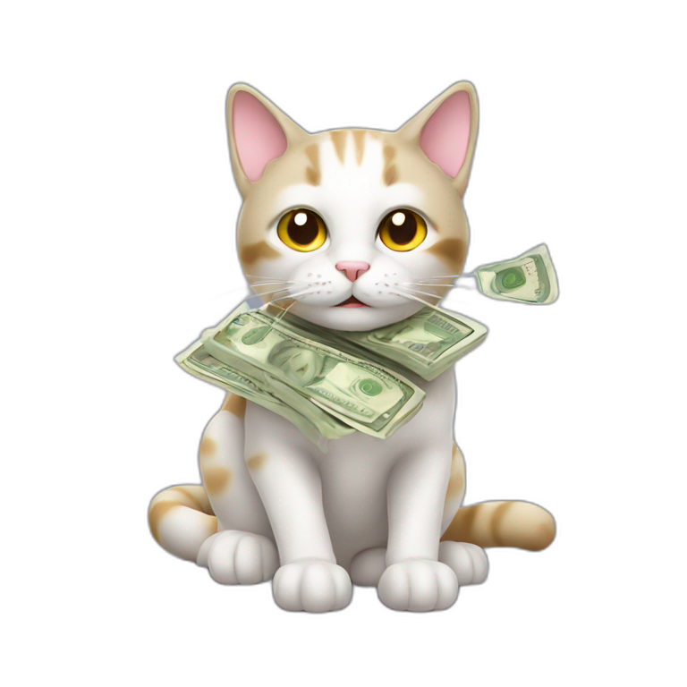 Cat with red suits and money | AI Emoji Generator