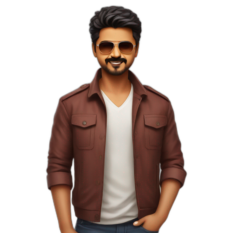 Thalapathy vijay with hyena from the movie leo | AI Emoji Generator