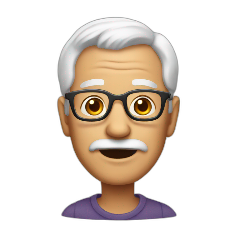 black grandpa with glasses and bald patch | AI Emoji Generator