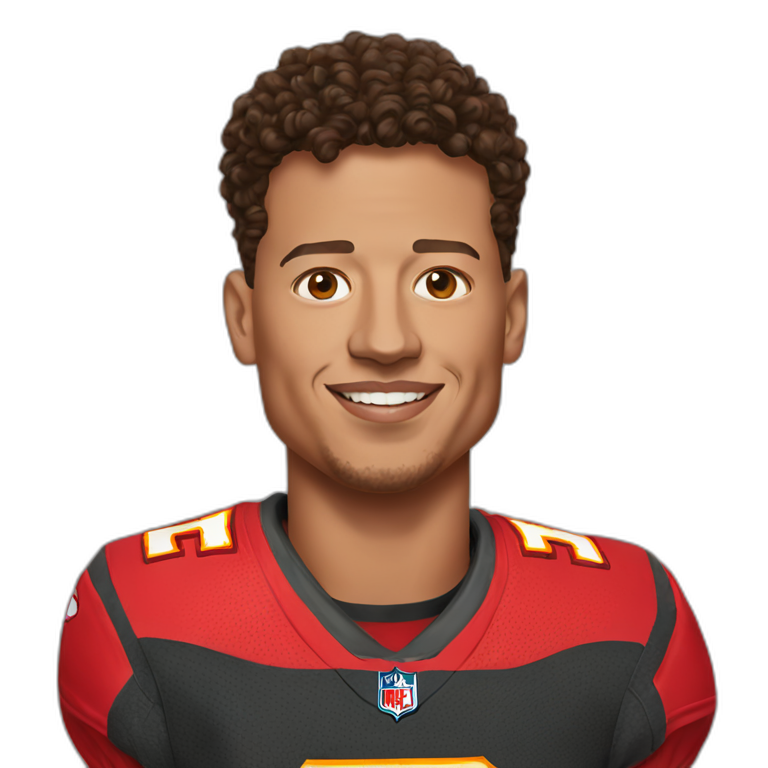 Patrick Mahomes with a raised fist | AI Emoji Generator