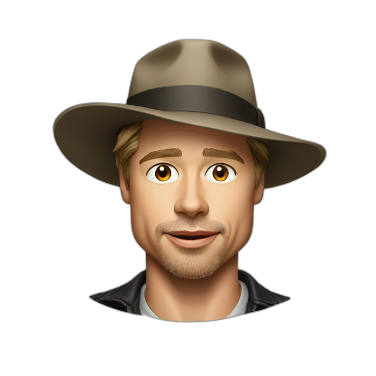 Brad Pitt wearing a hat | AI Emoji Generator