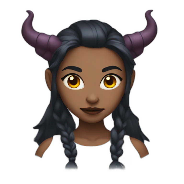 White haired demon girl happy | AI Emoji Generator