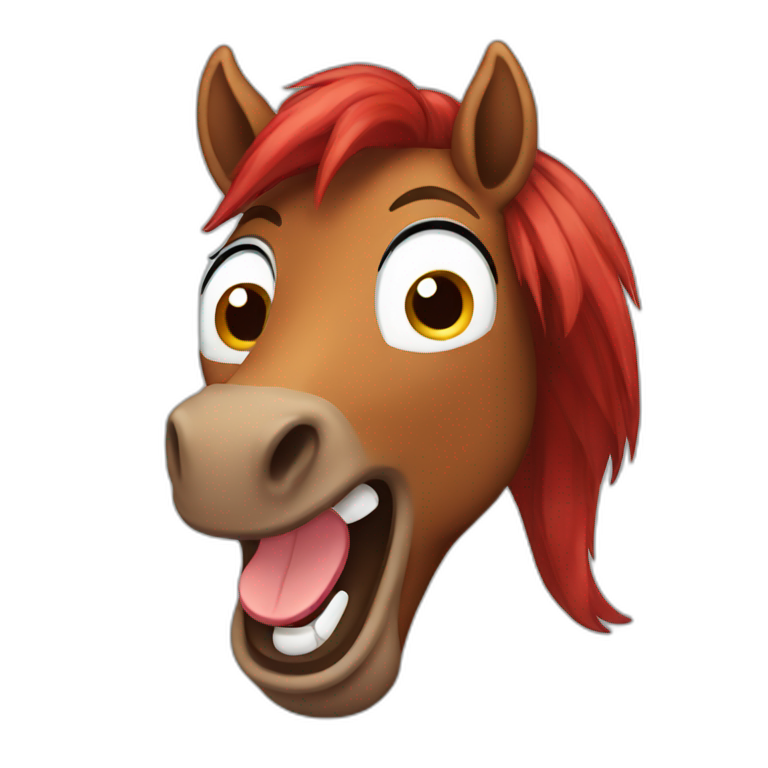 brown horse with red hair with smoke from his nose | AI Emoji Generator