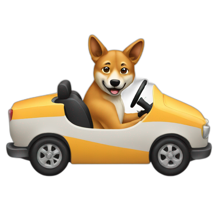 Dingo driving a car | AI Emoji Generator