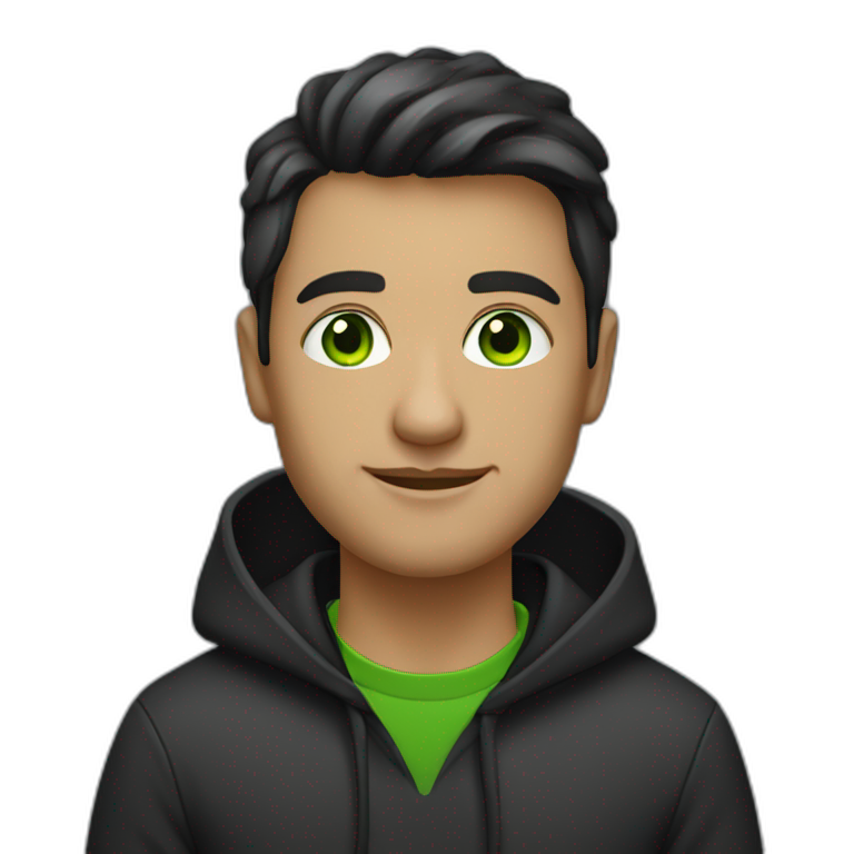 programmer with curly fade haircut green eyes | AI Emoji Generator