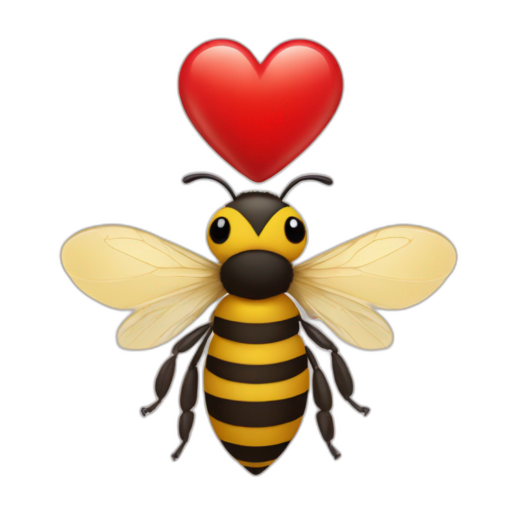 Bee with a heart on his hands | AI Emoji Generator