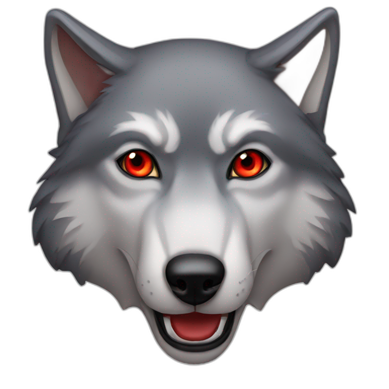 Black Wolf girl red eyes | AI Emoji Generator