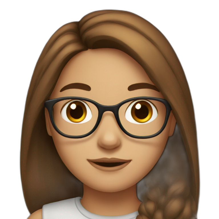 Girl with brown eyes and brown hair with silver glasses | AI Emoji ...