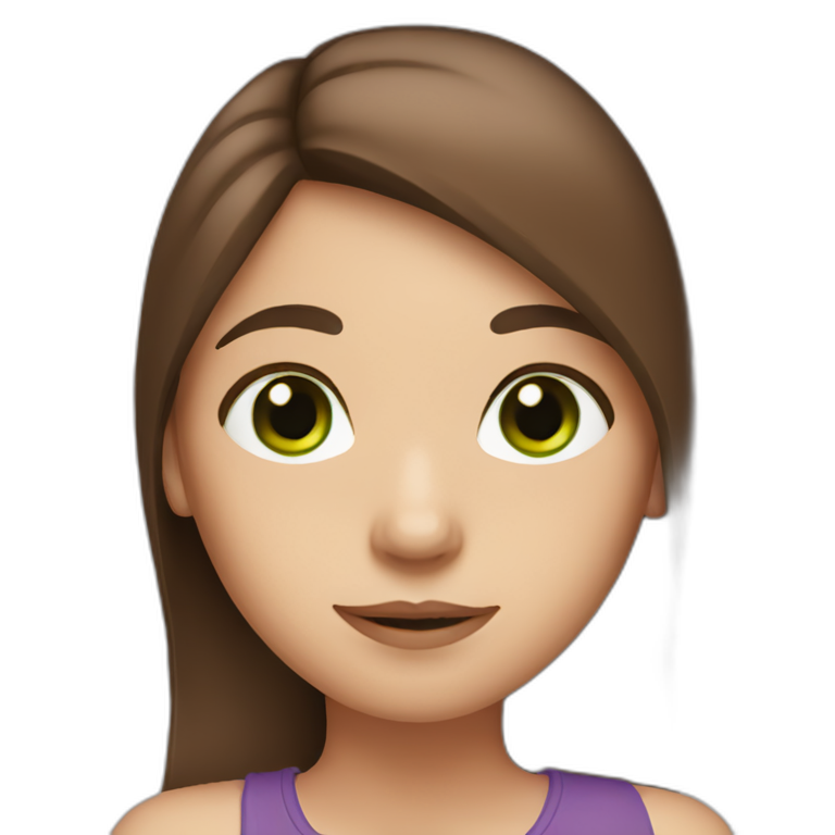 brown hair girl with green eyes and freckles | AI Emoji Generator