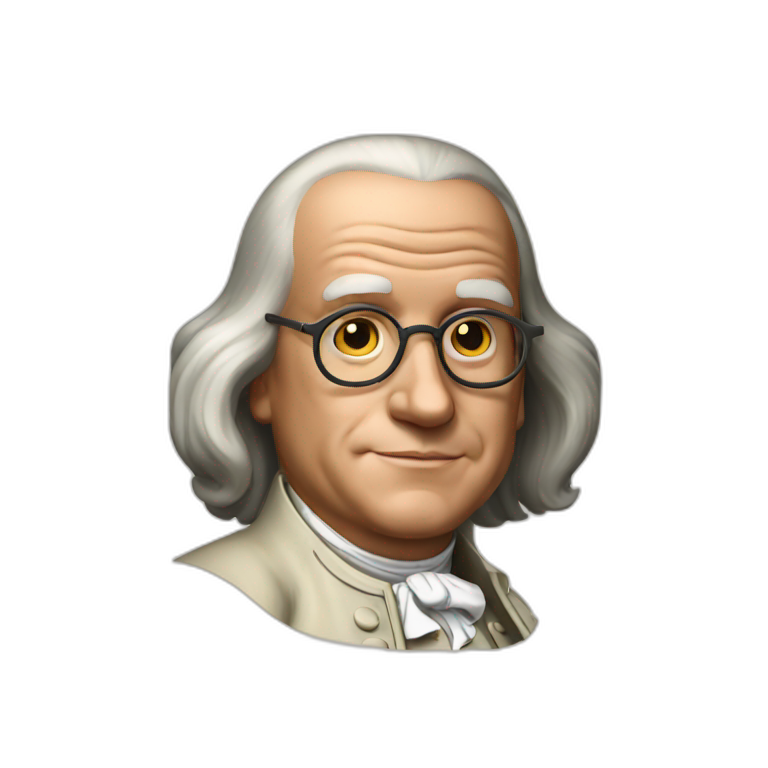 benjamin franklin with an arm up closed realistic | AI Emoji Generator