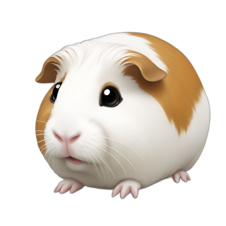 White long hair Guinea pig with large black and brown spots | AI Emoji ...