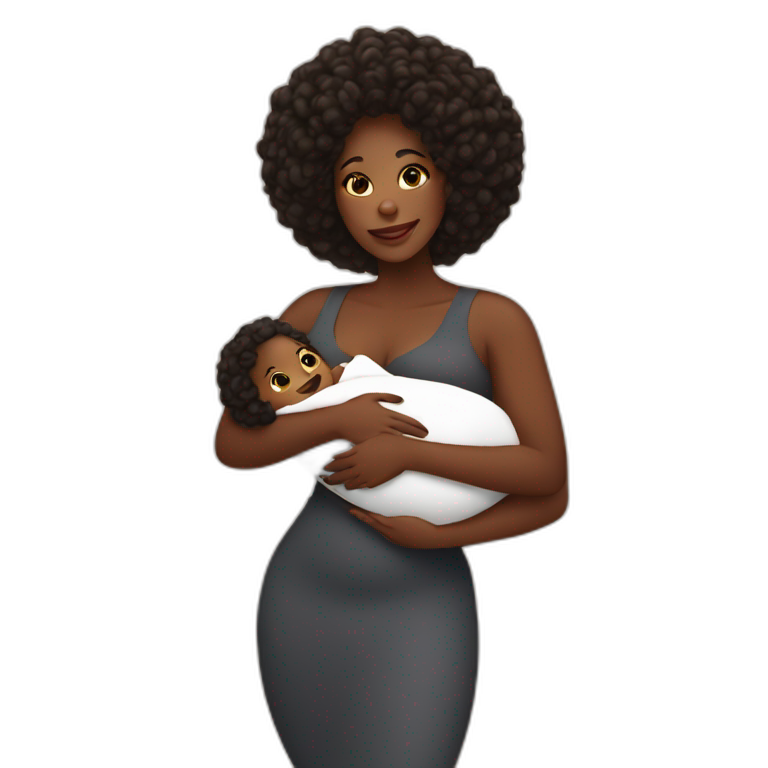 beautiful black women and newborn baby smiling | AI Emoji Generator