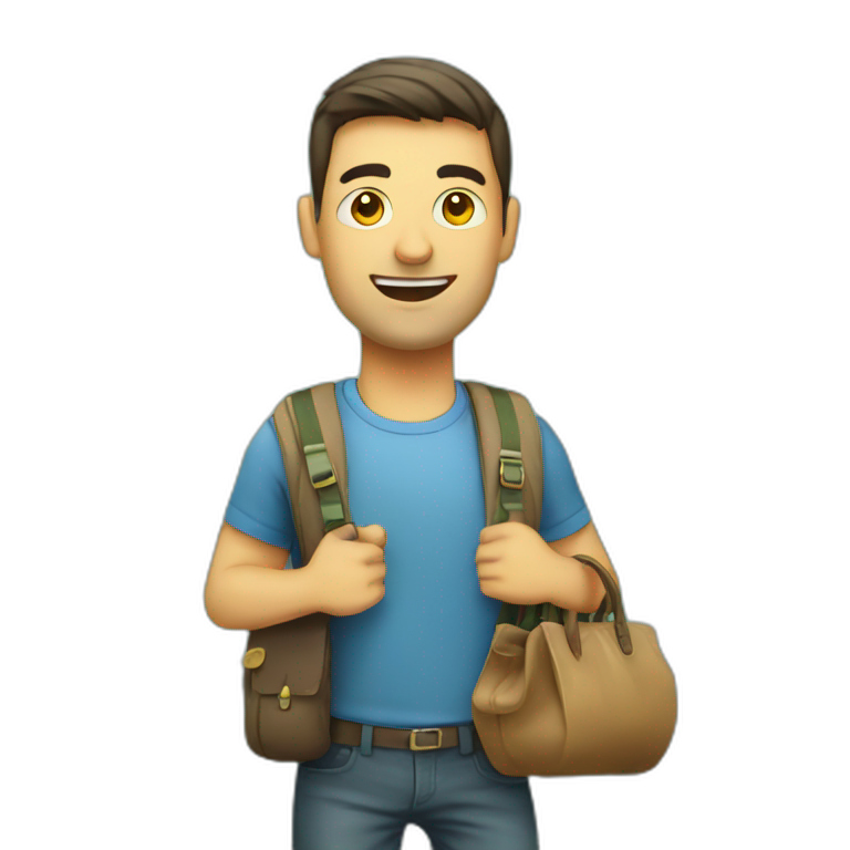 man with overloaded bag with money | AI Emoji Generator