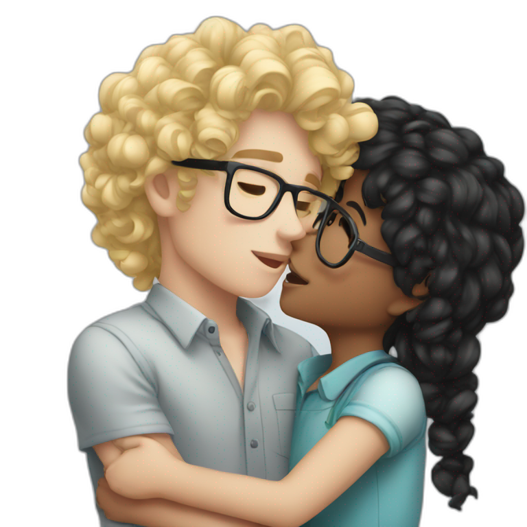 Boy Blonde Hair Kissing Girl Ai Emoji Generator 7597