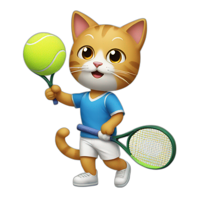 Cat playing with tennis ball | AI Emoji Generator