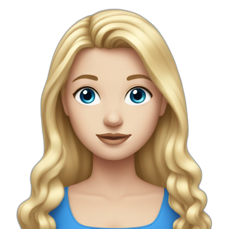 Blue hair blonde hair white skin girl | AI Emoji Generator