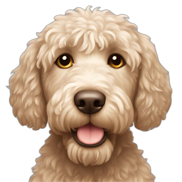 Femme blonde tiens Labradoodle blond | AI Emoji Generator