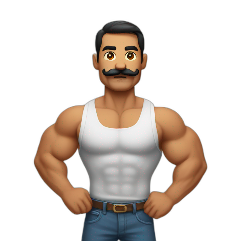 Muscle mustache expressive Cuban man | AI Emoji Generator