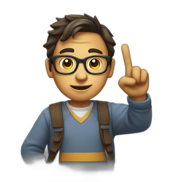 nerd raising his finger to say something nerdy | AI Emoji Generator