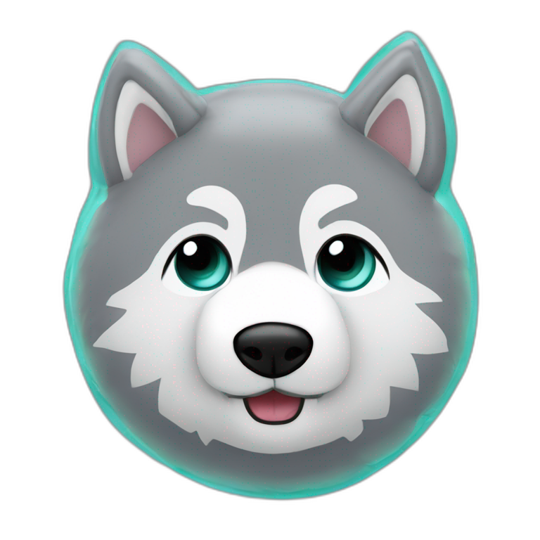 grey wolf squishmallow with dark turquoise eyes | AI Emoji Generator