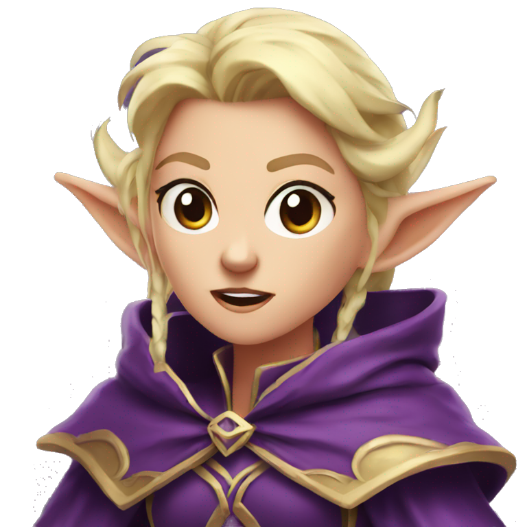 Noble Female Elf With Elf Ears And Blonde Hair And Purple Robes Angry Ai Emoji Generator 5155