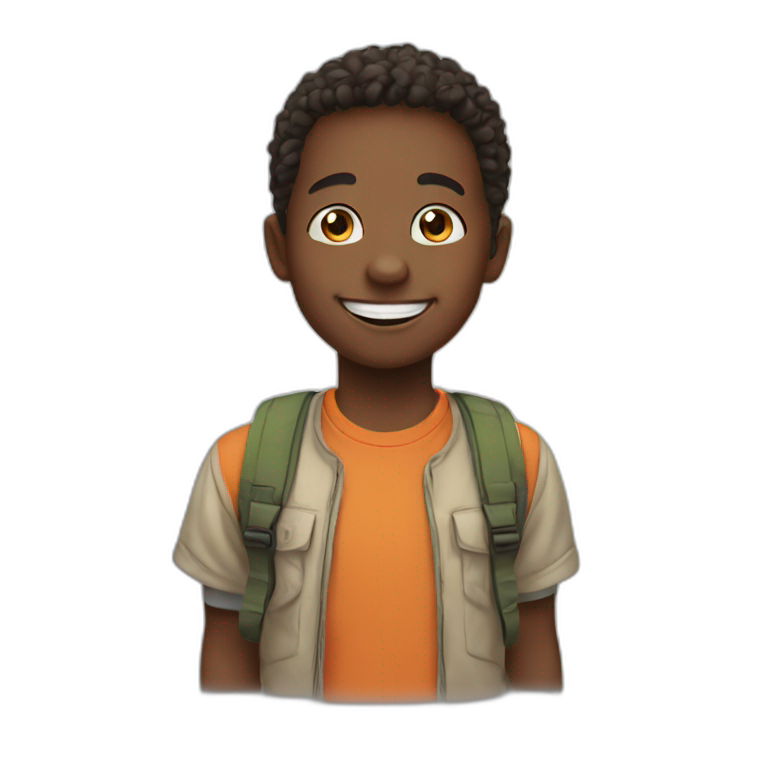 happy kid black hair | AI Emoji Generator