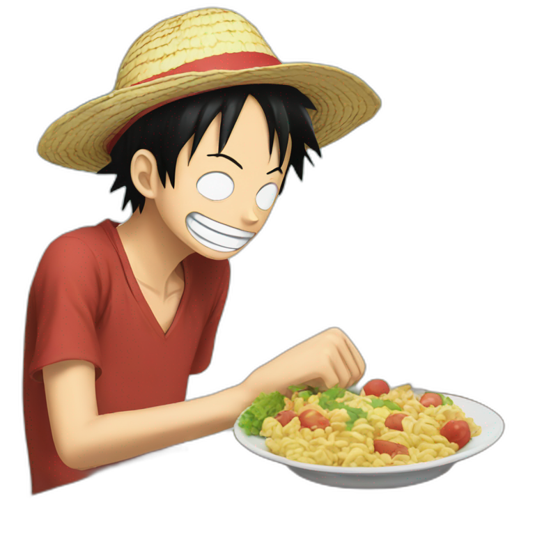 Luffy eating food | AI Emoji Generator