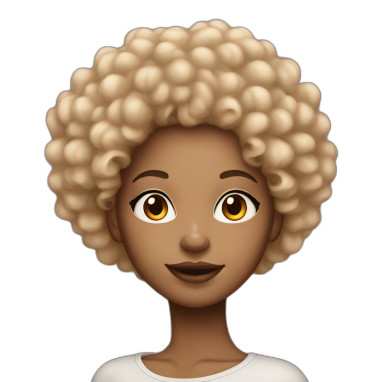 light skin girl long afro hair nose piercing | AI Emoji Generator