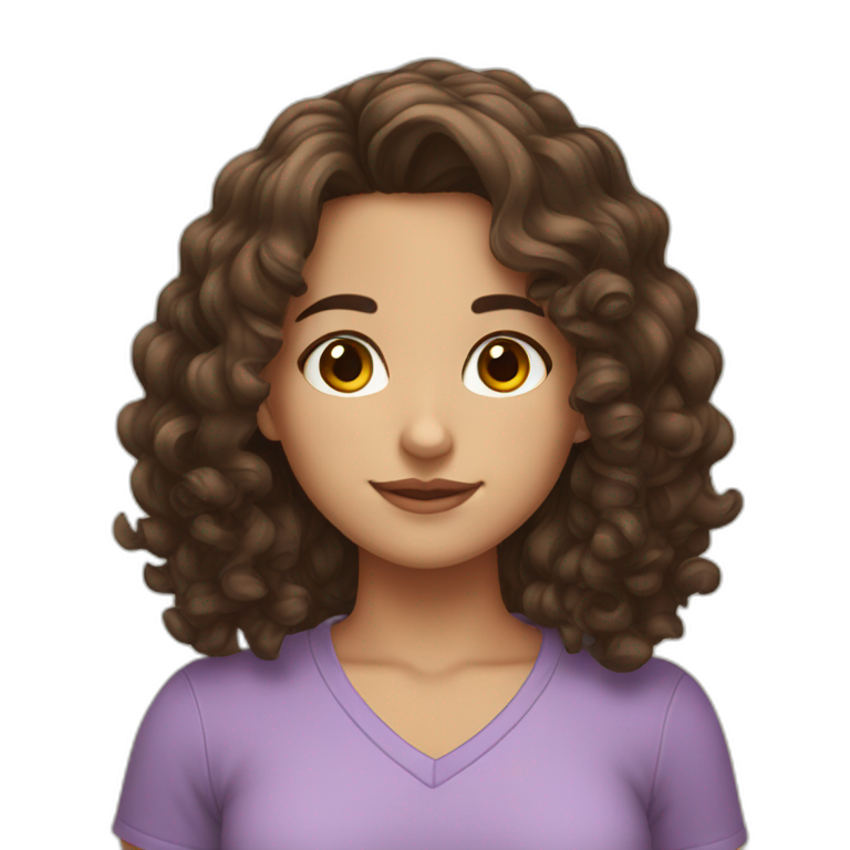 a presenter with shoulder-length brown hair and brown eyes | AI Emoji ...