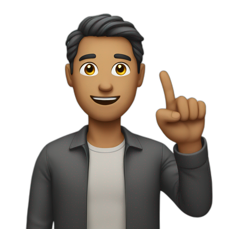 A man showing his jawline with his finger | AI Emoji Generator