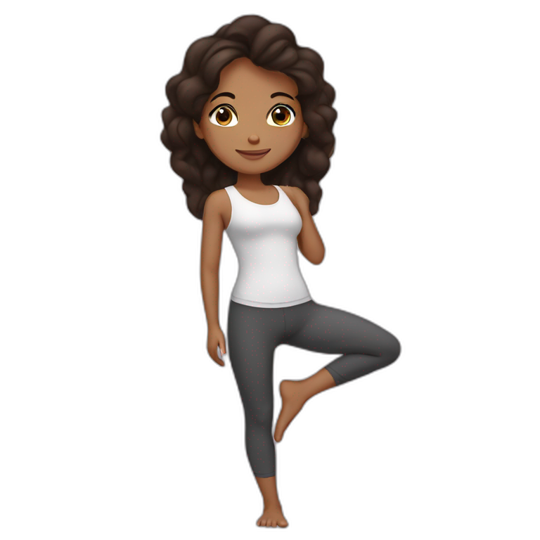 Latina girl brunette hair in Tadasana yoga | AI Emoji Generator