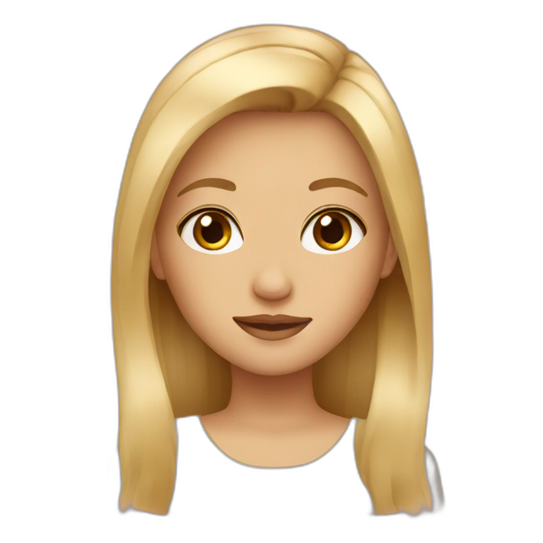 Medium lenght Dirty blonde hair girl with brown eyes | AI Emoji Generator