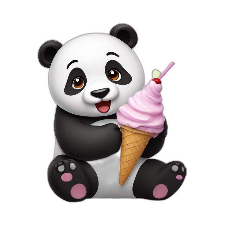 Panda eating ice cream | AI Emoji Generator